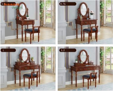 Bộ bàn trang điểm gỗ sồi tự nhiên phong cách tân cổ điển-BTA 011