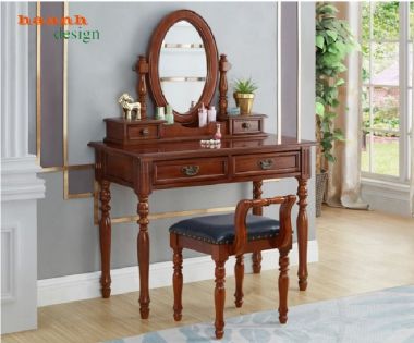 Bộ bàn trang điểm gỗ sồi tự nhiên phong cách tân cổ điển-BTA 011