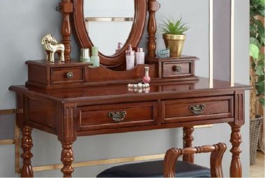 Bộ bàn trang điểm gỗ sồi tự nhiên phong cách tân cổ điển-BTA 011