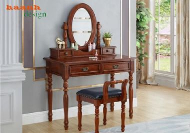 Bộ bàn trang điểm gỗ sồi tự nhiên phong cách tân cổ điển-BTA 011