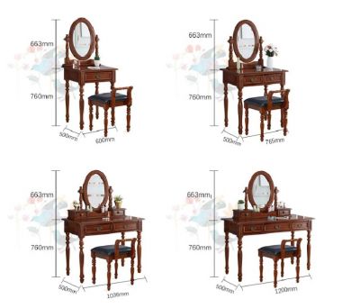 Bộ bàn trang điểm gỗ sồi tự nhiên phong cách tân cổ điển-BTA 011