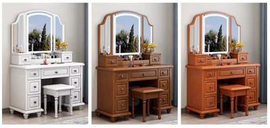 Tủ bàn trang điểm đẹp bằng gỗ sồi – thiết kế tân cổ điển-BTA 014
