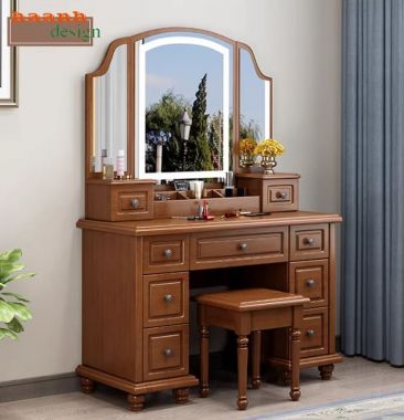 Tủ bàn trang điểm đẹp bằng gỗ sồi – thiết kế tân cổ điển-BTA 014