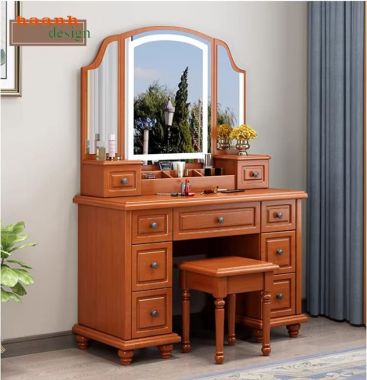 Tủ bàn trang điểm đẹp bằng gỗ sồi – thiết kế tân cổ điển-BTA 014