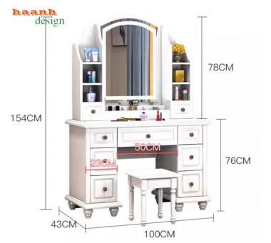 Tủ bàn trang điểm đẹp bằng gỗ sồi – thiết kế tân cổ điển-BTA 014