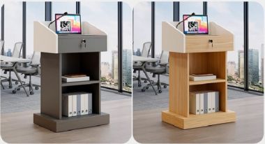 Bục phát biểu gỗ công nghiệp, nhiều mẫu vân gỗ hiện đại-BPB 007