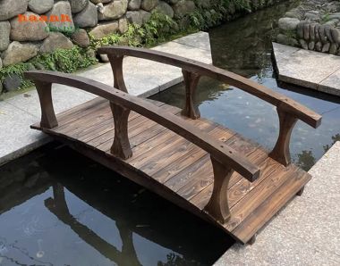 Cầu gỗ đẹp bằng gỗ teak tự nhiên cho cảnh quan ngoài trời-CGN 011