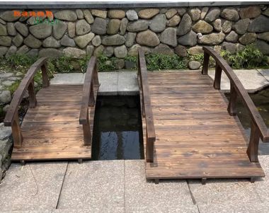 Cầu gỗ đẹp bằng gỗ teak tự nhiên cho cảnh quan ngoài trời-CGN 011
