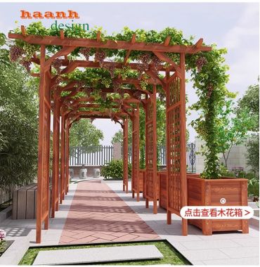 Cổng gỗ sân vườn ngoài trời gỗ tự nhiên CVM 003
