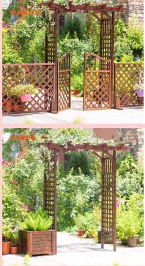 Cổng gỗ sân vườn ngoài trời gỗ tự nhiên CVM 003