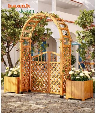 Cổng gỗ sân vườn - Sự lựa chọn cho không gian ngoài trời-CVM 005