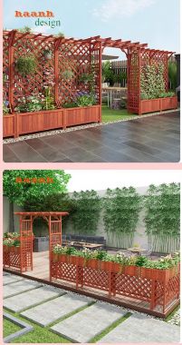 Cổng gỗ sân vườn ngoài trời gỗ tự nhiên CVM 003