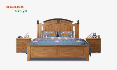 Giường đơn trẻ em gỗ tự nhiên tân cổ điển GDN 001