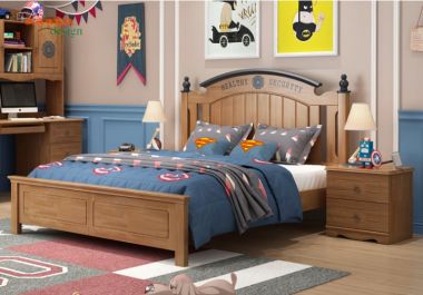 Giường đơn trẻ em gỗ tự nhiên tân cổ điển GDN 001