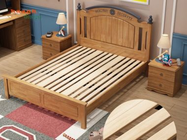 Giường đơn trẻ em gỗ tự nhiên tân cổ điển GDN 001