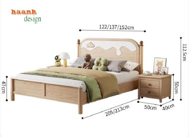Giường gỗ trẻ em bằng gỗ sồi – Lựa chọn hoàn hảo cho bé-GND 015