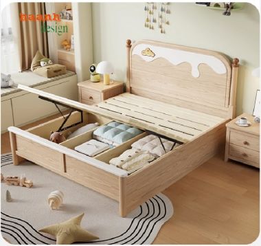 Giường gỗ trẻ em bằng gỗ sồi – Lựa chọn hoàn hảo cho bé-GND 015