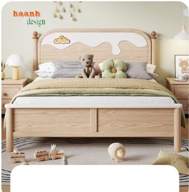 Giường gỗ trẻ em bằng gỗ sồi – Lựa chọn hoàn hảo cho bé-GND 015