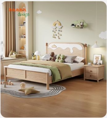 Giường gỗ trẻ em bằng gỗ sồi – Lựa chọn hoàn hảo cho bé-GND 015