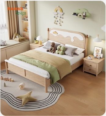 Giường gỗ trẻ em bằng gỗ sồi – Lựa chọn hoàn hảo cho bé-GND 015