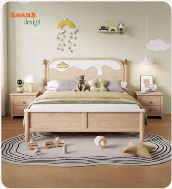 Giường gỗ trẻ em bằng gỗ sồi – Lựa chọn hoàn hảo cho bé-GND 015