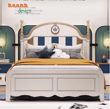 Giường ngủ trẻ em bằng gỗ sồi tự nhiên – Bền đẹp, an toàn-GND 014