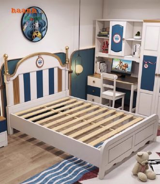 Giường ngủ trẻ em bằng gỗ sồi tự nhiên – Bền đẹp, an toàn-GND 014