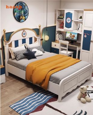 Giường ngủ trẻ em bằng gỗ sồi tự nhiên – Bền đẹp, an toàn-GND 014