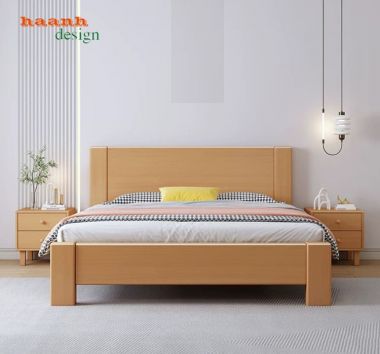 Giường ngủ gỗ công nghiệp sơn trắng chất lượng sang trọng GNH 002