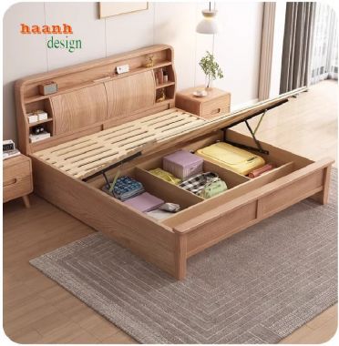 Khám phá mẫu giường gỗ công nghiệp đẹp, bền bỉ và tiện ích-GNH 006
