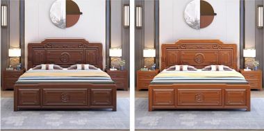 Bộ giường ngủ gỗ tự nhiên phong cách Trung Hoa cao cấp-GNC 013