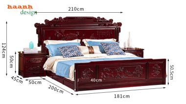 Giường gỗ tự nhiên giả cổ phong cách châu á GNC 003