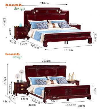 Giường gỗ tự nhiên giả cổ phong cách châu á GNC 003