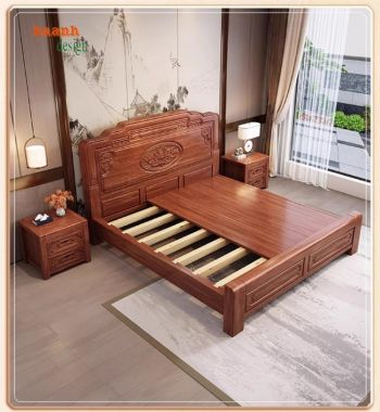 Giường ngủ gỗ tự nhiên Lựa chọn hoàn hảo cho không gian sống-GNC 008