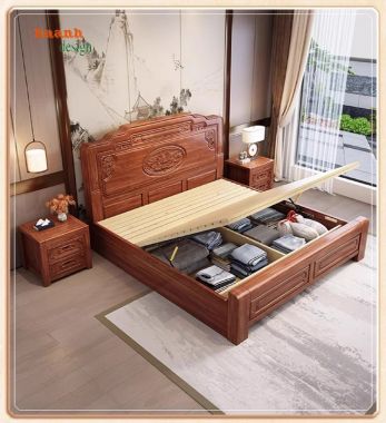 Giường ngủ gỗ tự nhiên Lựa chọn hoàn hảo cho không gian sống-GNC 008