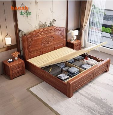 Giường ngủ gỗ tự nhiên Lựa chọn hoàn hảo cho không gian sống-GNC 008
