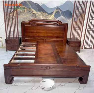 Giường ngủ đẹp bền chắc từ gỗ gõ Nam Phi nhập khẩu-GNC 015