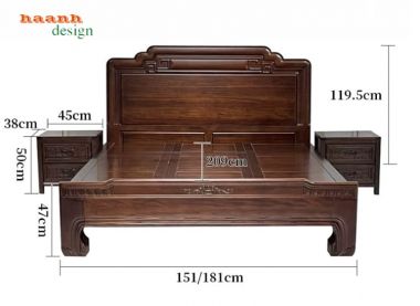 Giường ngủ đẹp bền chắc từ gỗ gõ Nam Phi nhập khẩu-GNC 015