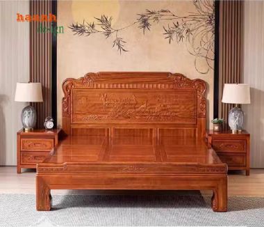 Giường ngủ giả cổ gỗ tự nhiên và xu hướng nội thất năm 2025-GNC 010