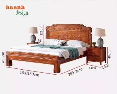 Giường ngủ giả cổ gỗ tự nhiên và xu hướng nội thất năm 2025-GNC 010