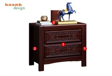 Giường ngủ gỗ tự nhiên chạm khắc phong cách giả cổ á đông GNC 002
