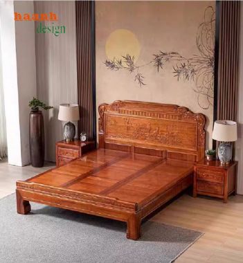 Giường ngủ giả cổ gỗ tự nhiên và xu hướng nội thất năm 2025-GNC 010