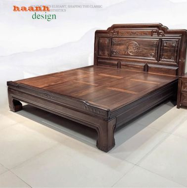 Giường ngủ giả cổ gỗ tự nhiên và xu hướng nội thất năm 2025-GNC 010