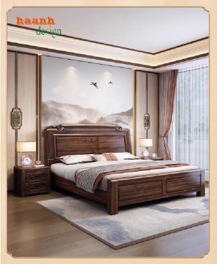 Sang trọng giường ngủ gỗ hương cho không gian nội thất-GNC 009