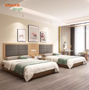 Tạo cảm giác sang trọng với giường khách sạn gỗ cao cấp-GNN 008