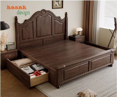 Ấm cúng giường ngủ khách sạn gỗ cho trải nghiệm hoàn hảo-GNK 006