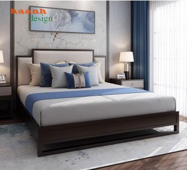 Giường ngủ khách sạn gỗ tự nhiên đẹp hiện đại và sang trọng GNK 003