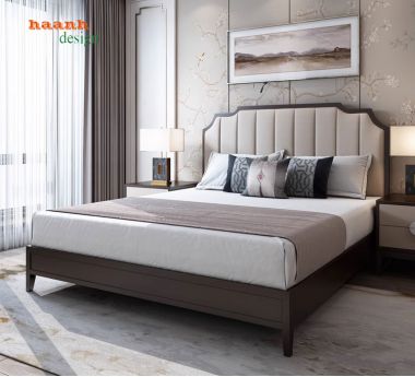 Giường ngủ khách sạn gỗ tự nhiên đẹp hiện đại và sang trọng GNK 003