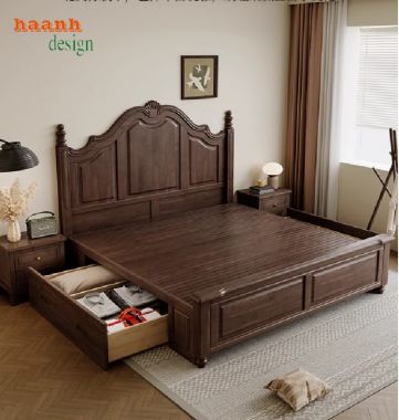 Ấm cúng giường ngủ khách sạn gỗ cho trải nghiệm hoàn hảo-GNK 006