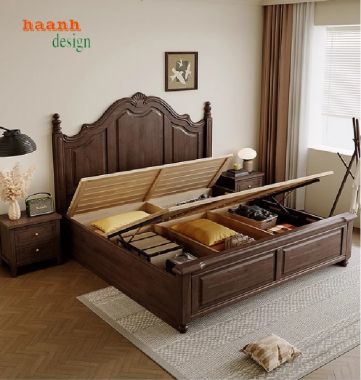 Ấm cúng giường ngủ khách sạn gỗ cho trải nghiệm hoàn hảo-GNK 006